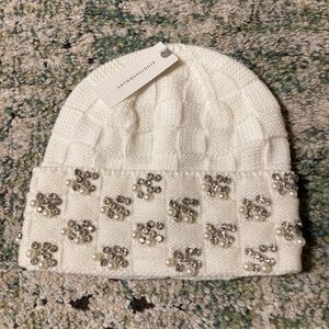 Anthropologie Maeve Checkered Crystal Beanie